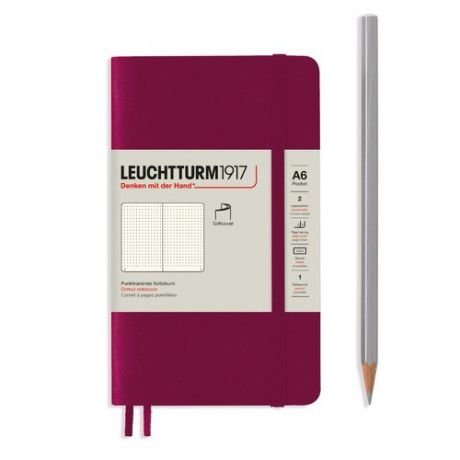 Записная книжка Leuchtturm Pocket, в точку, винная, 123 страницы, мягкая обложка, А6