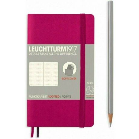 Записная книжка Leuchtturm Pocket, в точку, фуксия, 123 страницы, мягкая обложка, А6