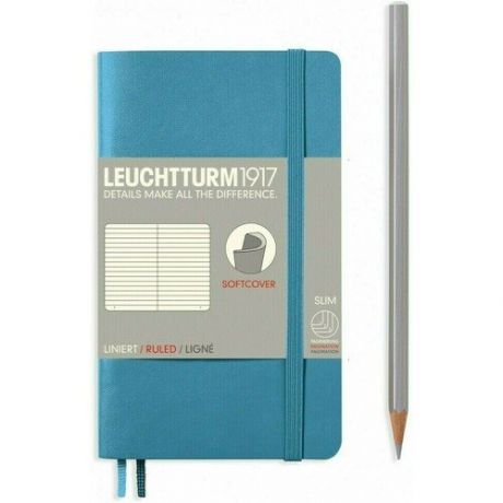 Записная книжка Leuchtturm Pocket, в линейку, нордический синий, 123 страницы, мягкая обложка, А6