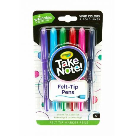 Набор смываемых ультратонких фломастеров Crayola Take Note, 6 штук