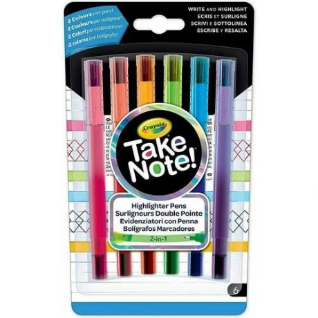 Набор двусторонних смываемых фломастеров Crayola Take Note, 6 штук