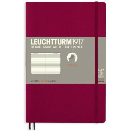 Записная книжка Leuchtturm Paperback, В6+, в линейку, винная, 123 страницы, мягкая обложка