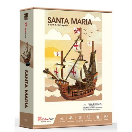 3D-пазл CubicFun Корабль Санта-Мария, 93 детали