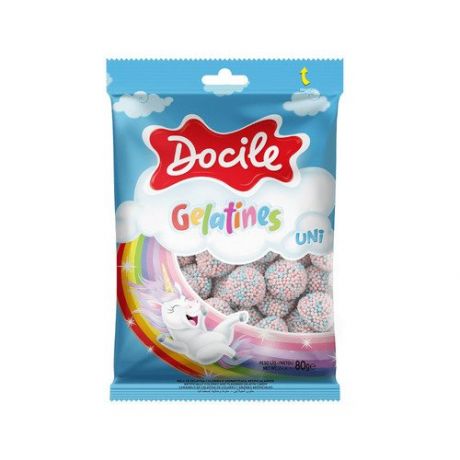 Жевательный мармелад Docile Gelatines Uni Единорог со вкусом клубники, 80 г