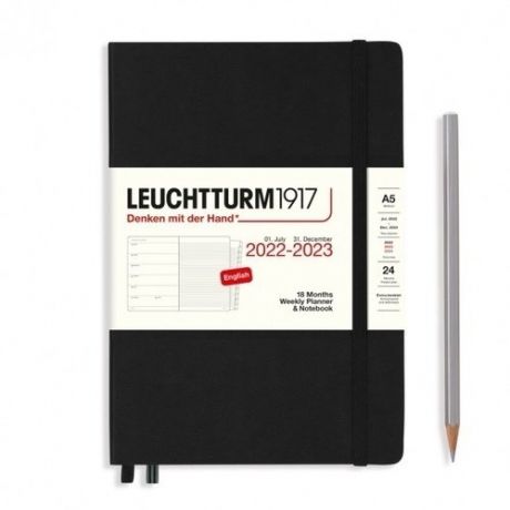Еженедельник-блокнот Leuchtturm Medium на 2023 с буклетом, 158 листов, А5, черный