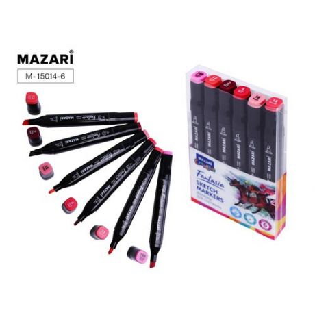 Набор маркеров для скетчинга Mazari Fantasia Pink colors, 6 шт