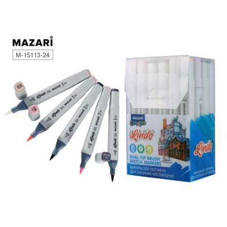 Набор маркеров для скетчинга Mazari Lindo Pastel colors, 24 шт