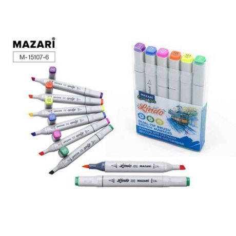 Набор маркеров для скетчинга Mazari Lindo Fluorescent colors, 6 шт
