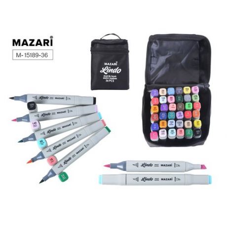Набор маркеров для скетчинга Mazari Lindo Main colors 2, 36 шт