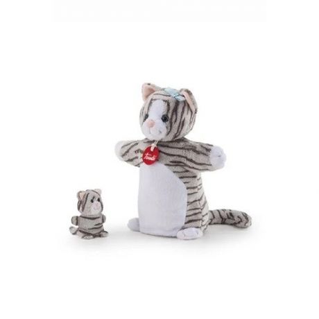 Мягкая игрушка на руку Trudi Полосатая кошка с котенком, 25 х 17 х 13 см
