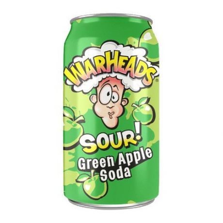 Газированный напиток Warheads Sour Green Apple Soda, 355 мл