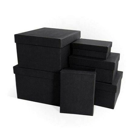 Коробка подарочная тиснение Лен, 250x210x150 мм, черная