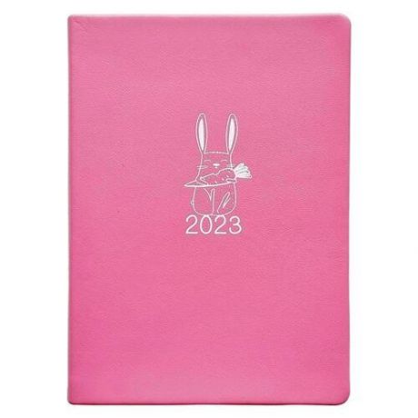 Ежедневник датированный 2023 Infolio Rabbit, розовый, 140х200 мм, 352 стр, интегральный переплет