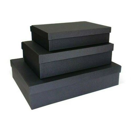 Коробка подарочная РутаУпак Лен, черная, 290 х 190 х 80 мм