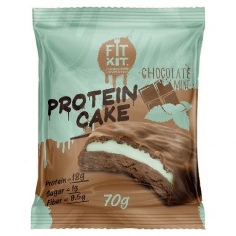 Протеиновое печенье FitKit Protein Cake Шоколад-мята, 70 г