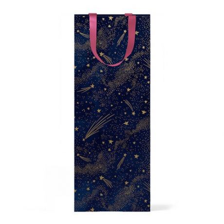 Пакет подарочный Красота в деталях Звезды на тёмно-синем фоне, 15 х 38 х 15 см