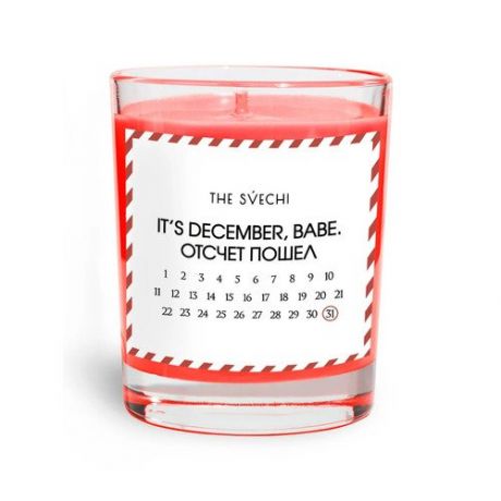 Свеча The Svechi Hype It’s December babe, топленая карамель, красная, деревянный фитиль, 200 мл