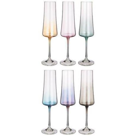 Набор бокалов для шампанского Lefard Xtra Colors, 210 мл, 6 шт