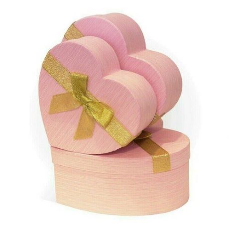 Коробка подарочная РутаУпак Сердце с бантом, розовая, 17 х 16 х 6 см