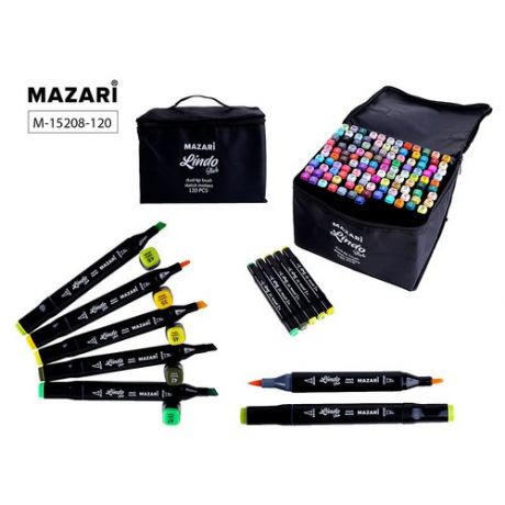 Набор маркеров для скетчинга Mazari Lindo Black, 120 штук