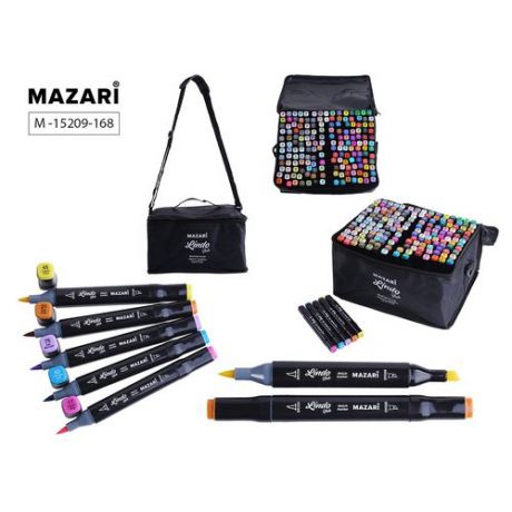 Набор маркеров для скетчинга Mazari Lindo Black, 168 штук