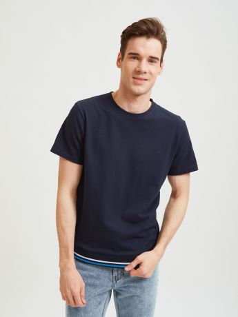 Тёмно-синяя футболка Sevenext с контрастным подолом