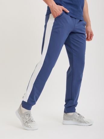 Синие спортивные брюки Overcome с лампасами
