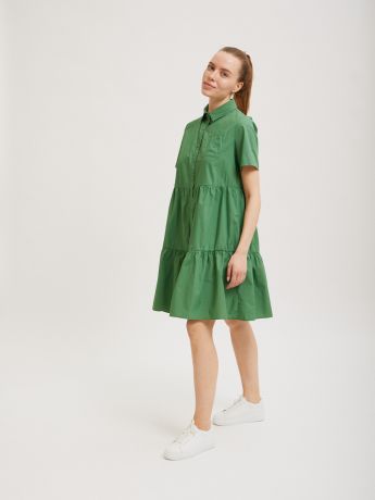 Зелёное многоярусное платье-рубашка Sevenext