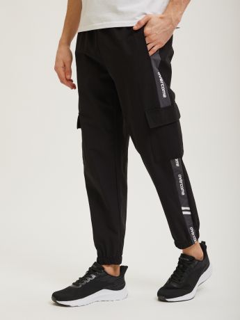 Чёрные спортивные брюки Overcome с накладными карманами