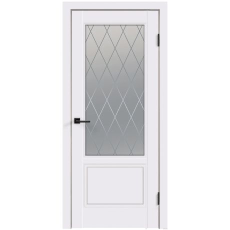 Дверь межкомнатная Ольсен 700х2000 мм эмаль белая со стеклом с замком