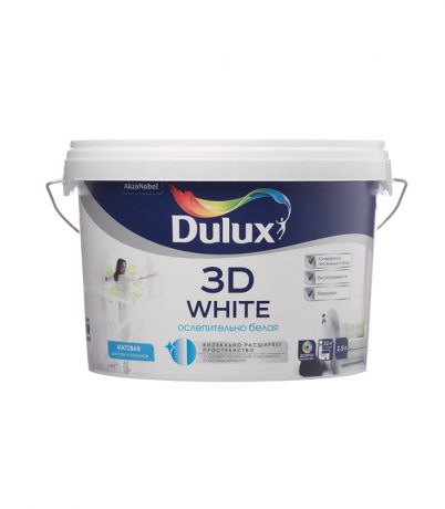 Краска интерьерная Dulux 3D White база BW белая 2,5 л