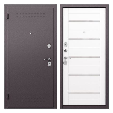 Дверь входная Buldoors Гамма левая букле шоколад - дуб белый матовый со стеклом 960х2050 мм
