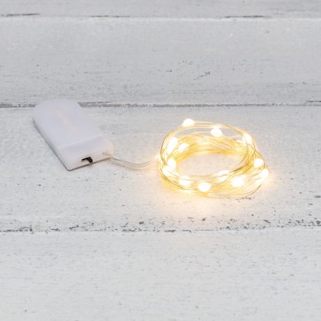 Гирлянда светодиодная Neon-Night Роса 20 LED свечение Теплый белый 2 м с крупными каплями с батарейным блоком (302-006)