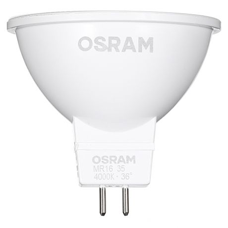 Лампа светодиодная Osram 5 Вт GU5.3 рефлектор MR16 4000К естественный белый свет 12 В