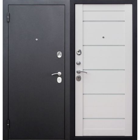Дверь входная Нью-Йорк 7,5 левая черный муар - ясень белый эмаль 860х2050 мм