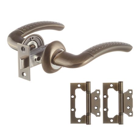 Комплект фурнитуры для двери Corsa Deco с защелкой и петлями (античная бронза) (669860)