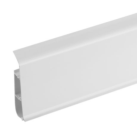 Плинтус ПВХ напольный Ideal Система 80 мм белый глянцевый 2200 мм со съемной панелью