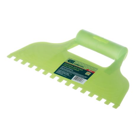 Шпатель для клея зубчатый Сибртех 128 мм С4 пластиковый зеленый