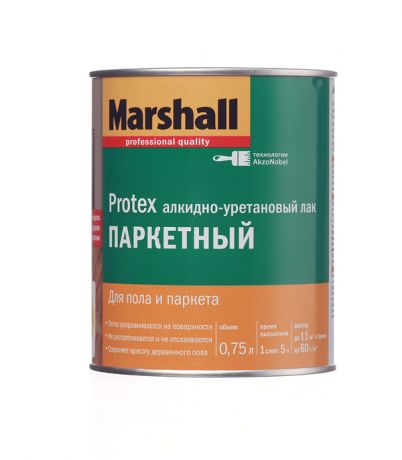 Лак алкидно-уретановый паркетный Marshall Protex бесцветный 0,75 л полуматовый