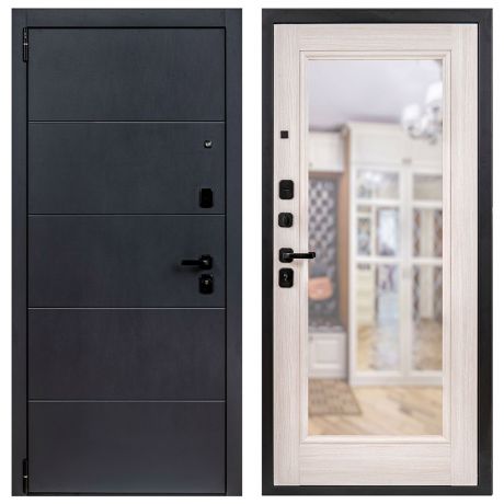 Дверь входная Portika Porta R-3 левая графит - бьянко вералинг с зеркалом 880х2050 мм