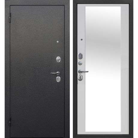 Дверь входная Ferroni Гарда левая антик серебро - белый ясень с зеркалом 960х2050 мм