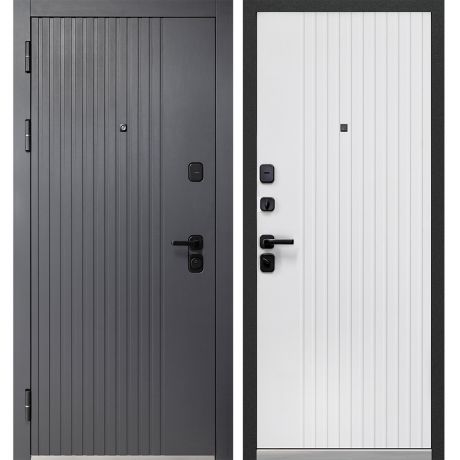 Дверь входная Ferroni Luxor Вертикаль левая графит - эмалит белый 860х2050 мм