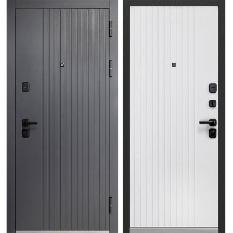 Дверь входная Ferroni Luxor Вертикаль правая графит - эмалит белый 860х2050 мм