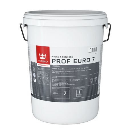 Краска моющаяся Tikkurila Prof Euro 7 база А белая 18 л