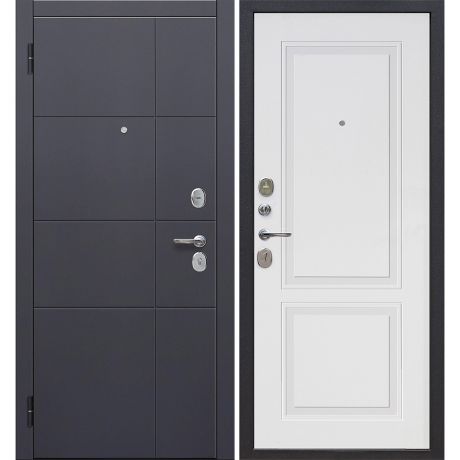 Дверь входная Ferroni Гарда левая графит - велюр белый софт 960х2050 мм