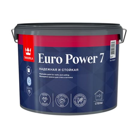 Краска моющаяся Tikkurila Euro Power 7 база А белая 9 л