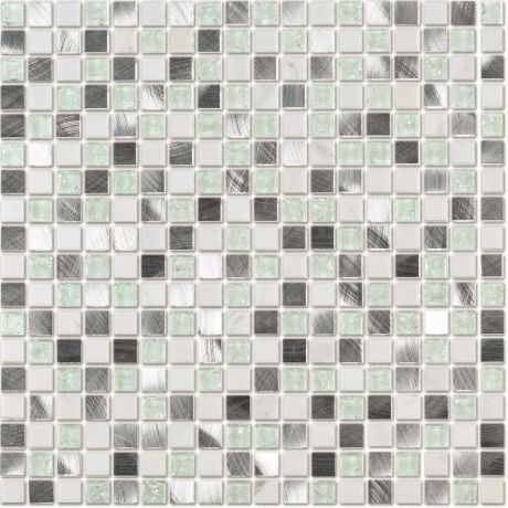 Мозаика Lavelly Elements Grey Mix серый микс из стекла камня и металла 305х305х8 мм