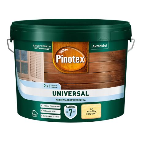 Антисептик Pinotex Universal 2 в 1 декоративный для дерева бесцветный 9 л