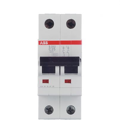 Автоматический выключатель ABB S202 (2CDS252001R0254) 2P 25А тип С 6 кА 400 В на DIN-рейку