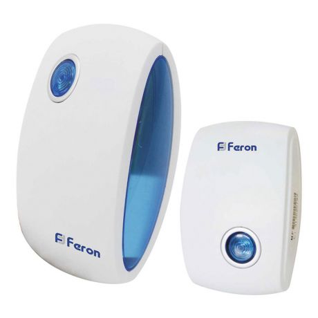 Звонок Feron (23689) беспроводной с кнопкой 36 мелодий белый/синий